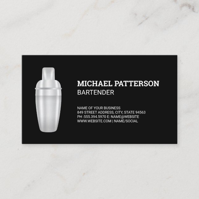 Cocktail Metal Shaker Business Card (Front)