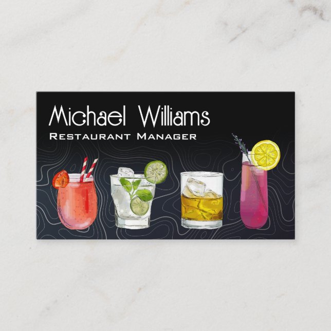 Cocktail Mix Drinks | Mixology | Bar Business Card (Front)