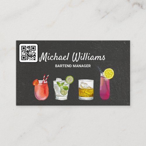 Cocktail Mix Drinks  Mixology  QR Code Business Card