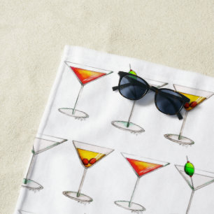 Cocktail Mixed Drink Martini Manhattan Cosmo Glass Beach Towel