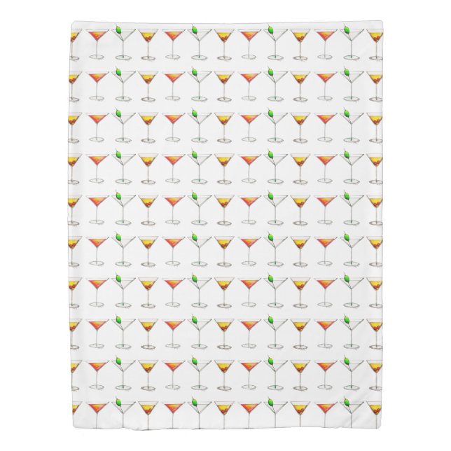 Cocktail Mixed Drink Martini Manhattan Cosmo Glass Duvet Cover (Front)