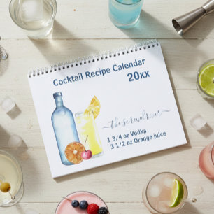 Cocktail Mixed Drink Recipes Alcohol Bar Calendar