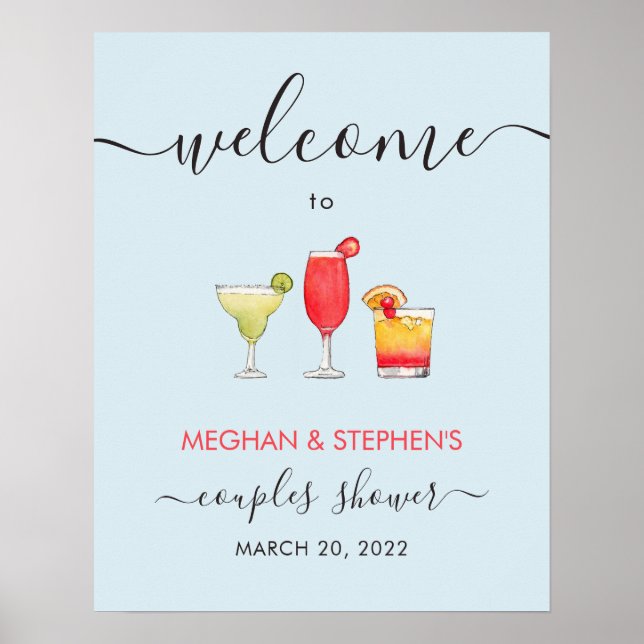 Cocktail mixed drinks Bridal shower Poster (Front)