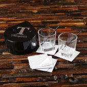 Cocktail Mixing Set with Engraved Rocks Glasses (Front)
