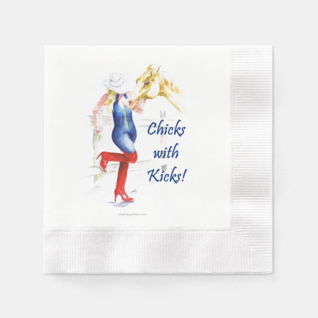 Cocktail Napkin-Sassy Cowgirl - Chicks with Kicks Napkins (Front)