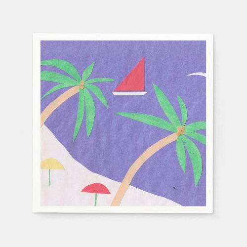 Cocktail Napkin with a Bright Beach Design