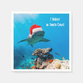 Cocktail Napkins, Shark Christmas Napkins