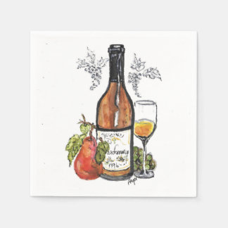 Cocktail napkins, Wine - original watercolor Napkins