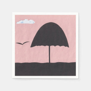 Cocktail Napkins with a Warm Pink Sunset Scene
