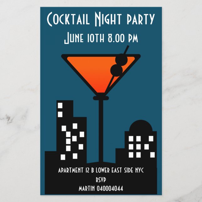Cocktail Night Party Invitation Flyer (Front)