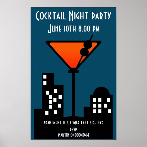 Cocktail Night Party Invitation Poster