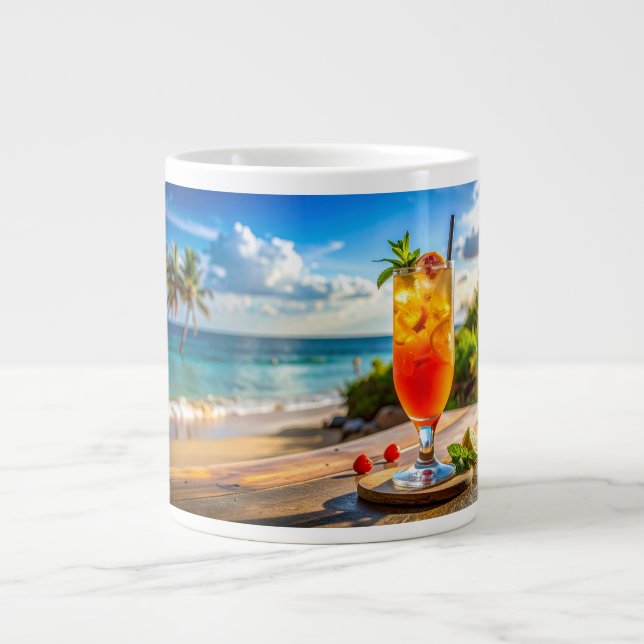 Cocktail on beach giant coffee mug (Front)
