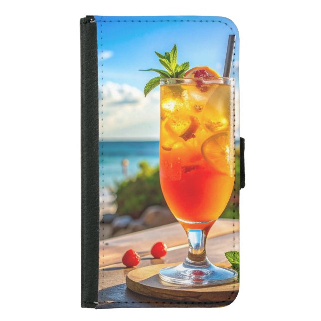 Cocktail on beach samsung galaxy wallet case (Front)
