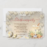 Cocktail Orange Gold Snowflakes Company Invitation