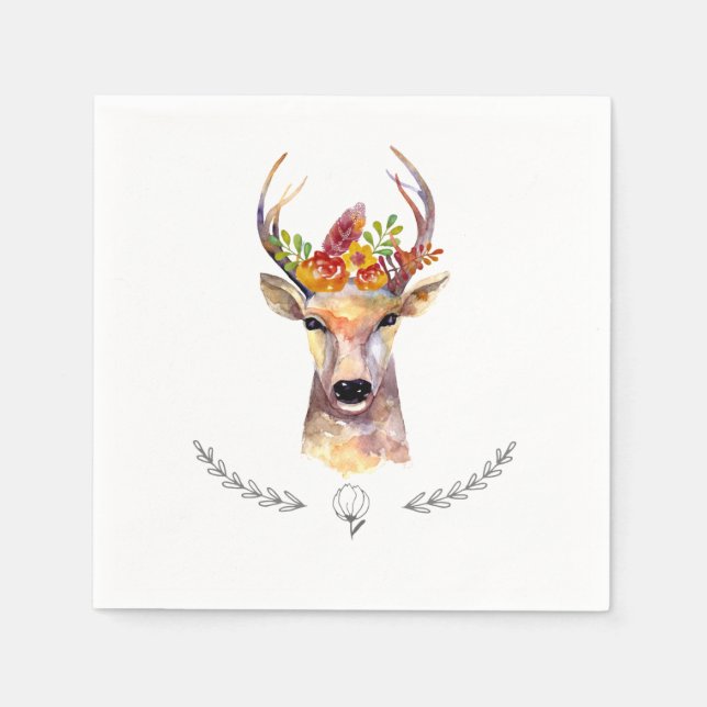 Cocktail Paper Napkin boho deer Buck Head Browning (Front)