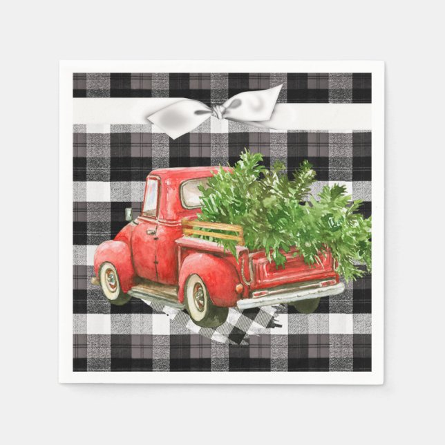 Cocktail Paper Napkin XMAS Truck Christmas Buffalo (Front)