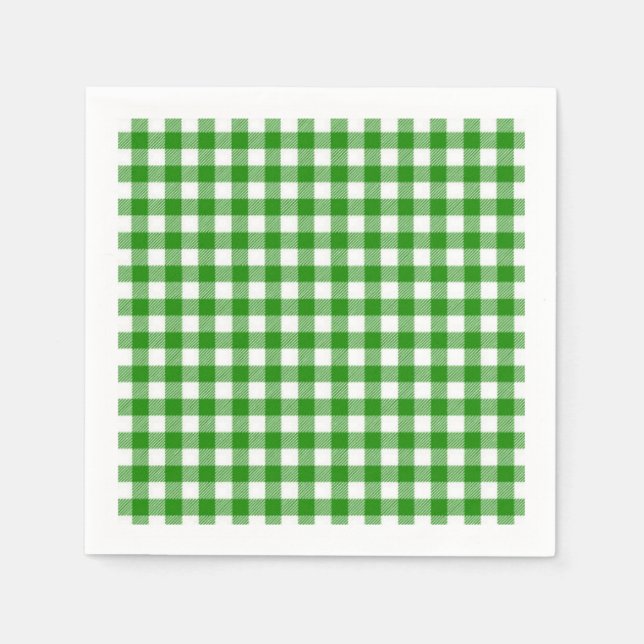 Cocktail Paper Napkins-Green Plaid Napkins (Front)