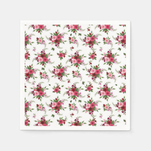 Cocktail Paper Napkins-Pink & Red  Roses Napkins