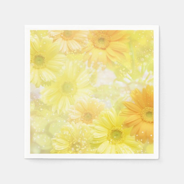 Cocktail Paper Napkins-Yellow Flowers Napkins (Front)