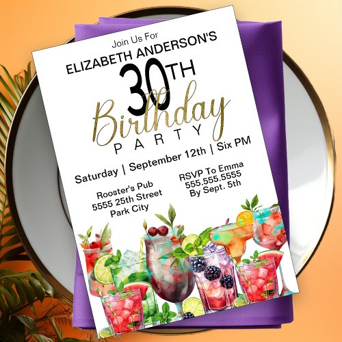Cocktail Party 30th Birthday Invitation