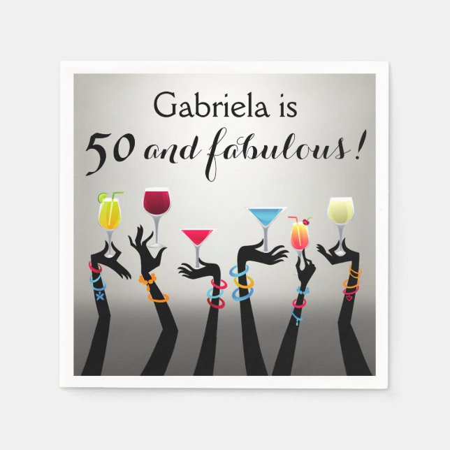 Cocktail Party 50th Birthday Napkins (Front)