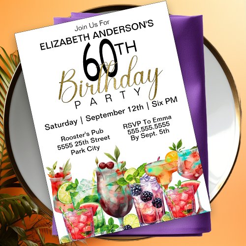 Cocktail Party 60th Birthday Invitation