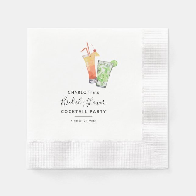 Cocktail Party Bridal Shower Script Paper Napkins (Front)
