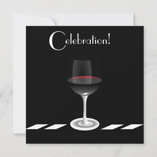 Cocktail Party Celebration in Black and White Invitation (Front)