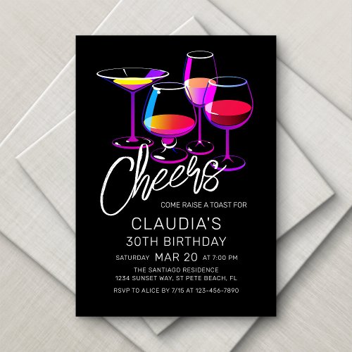 Cocktail Party Cheers Birthday Invitation