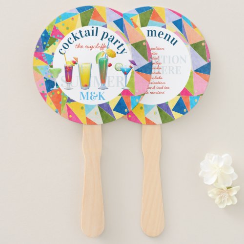 Cocktail Party Colorful Rainbow Summer Drinks Fun Hand Fan