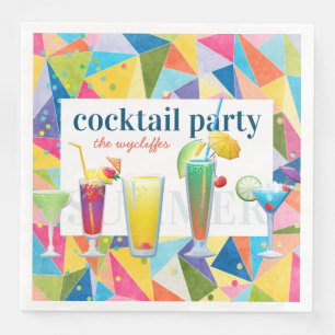 Cocktail Party Colorful Rainbow Summer Drinks Fun Paper Dinner Napkins