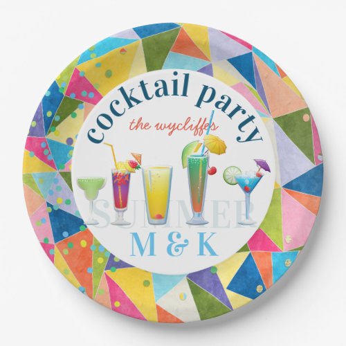 Cocktail Party Colorful Rainbow Summer Drinks Fun Paper Plates
