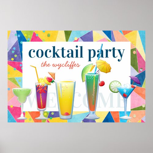 Cocktail Party Colorful Rainbow Summer Drinks Fun Poster
