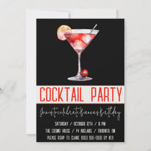Cocktail Party, Cosmopolitan, Drink,Birthday Party Invitation