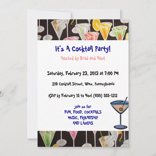 Cocktail Party Custom Invites (Front)