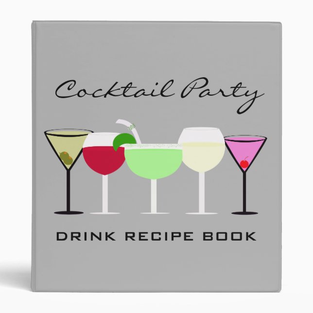 Cocktail Party Drink Recipe Book Binder (Front)