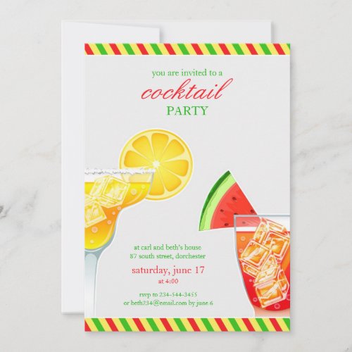 Cocktail Party Drinking Flat Invitation