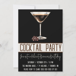 Cocktail Party, Espresso Martini, Birthday Party Invitation
