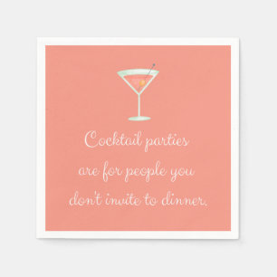 Cocktail party funny napkin martini salmon color