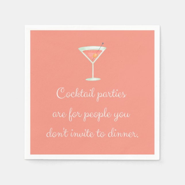 Cocktail party funny napkin martini salmon color (Front)