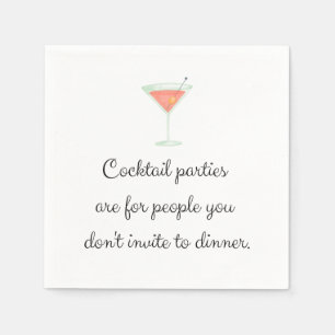 Cocktail party funny napkin white martini