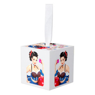 Cocktail Party Girl Thunder_Cove Cube Ornament