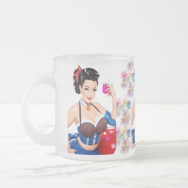 Cocktail Party Girl Thunder_Cove Frosted Glass Coffee Mug (Left)