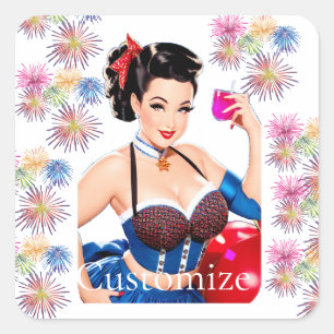 Cocktail Party Girl Thunder_Cove Square Sticker