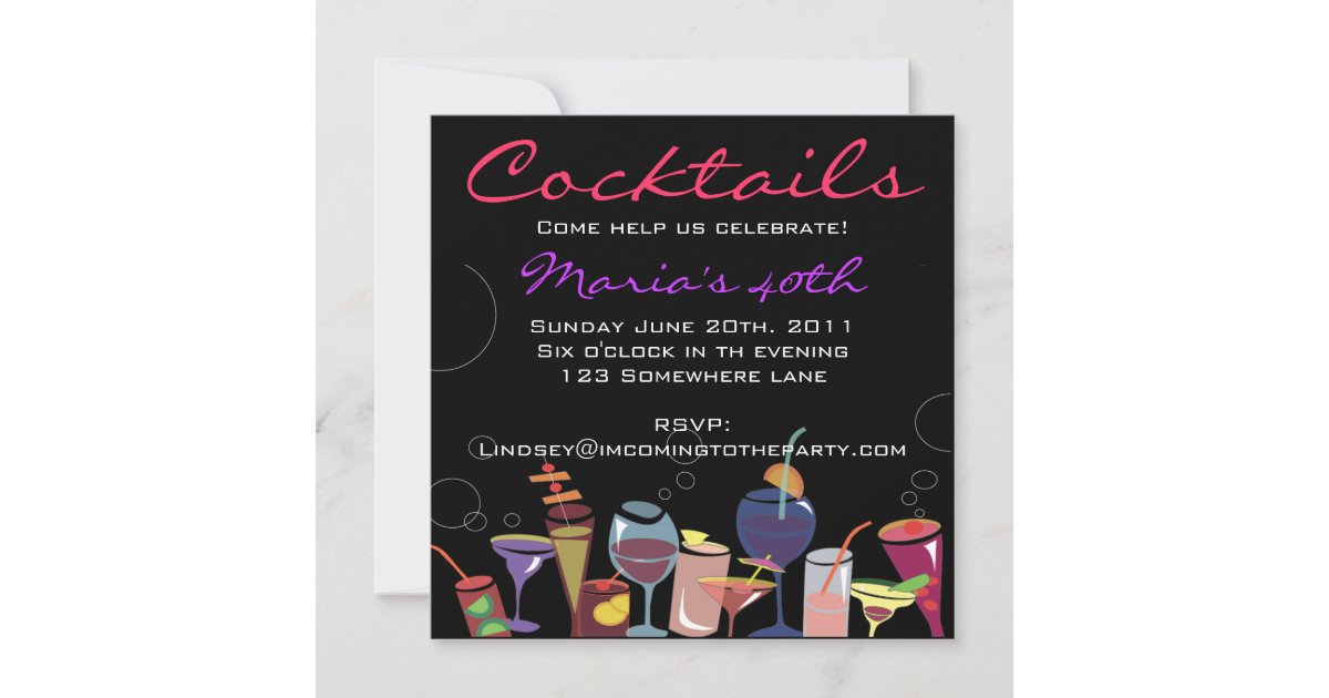 Cocktail Party Happy Birthday Invitation Drink Zazzle