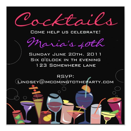 Cocktail Party Happy Birthday Invitation Drink | Zazzle