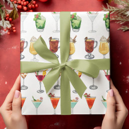 Cocktail Party Holiday Christmas Watercolor Wrapping Paper