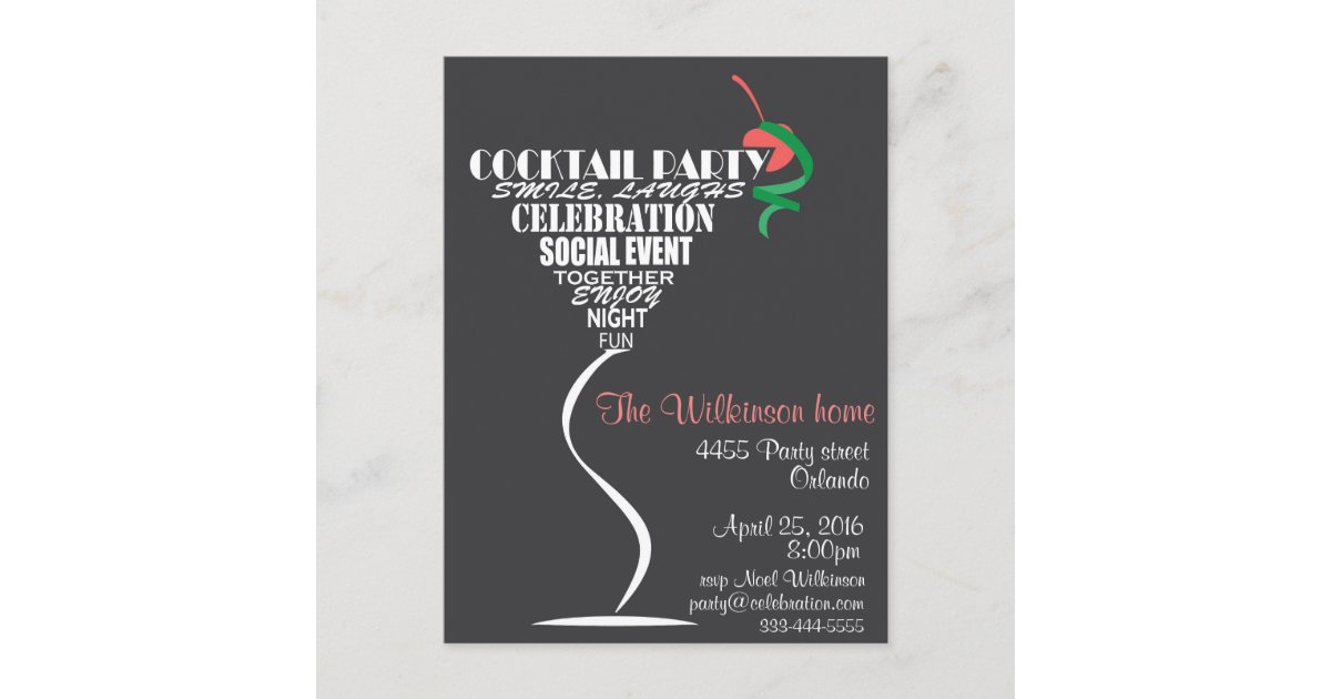 Cocktail Party invitation card design Zazzle