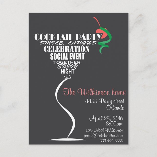 Cocktail Party invitation card design (Front)