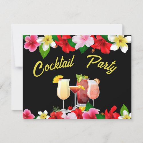 Cocktail Party Invitation Tropical Flowers Invite